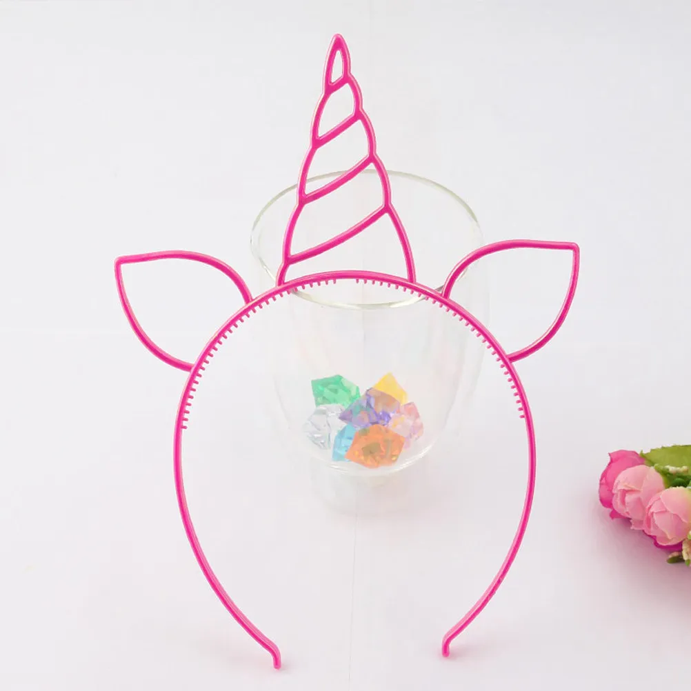 7Pcs Unicorn Hair Bands for Girls Kids Mixed Color Comfortable Lightweight Hair Hoops for Costume Christmas Easter view 3