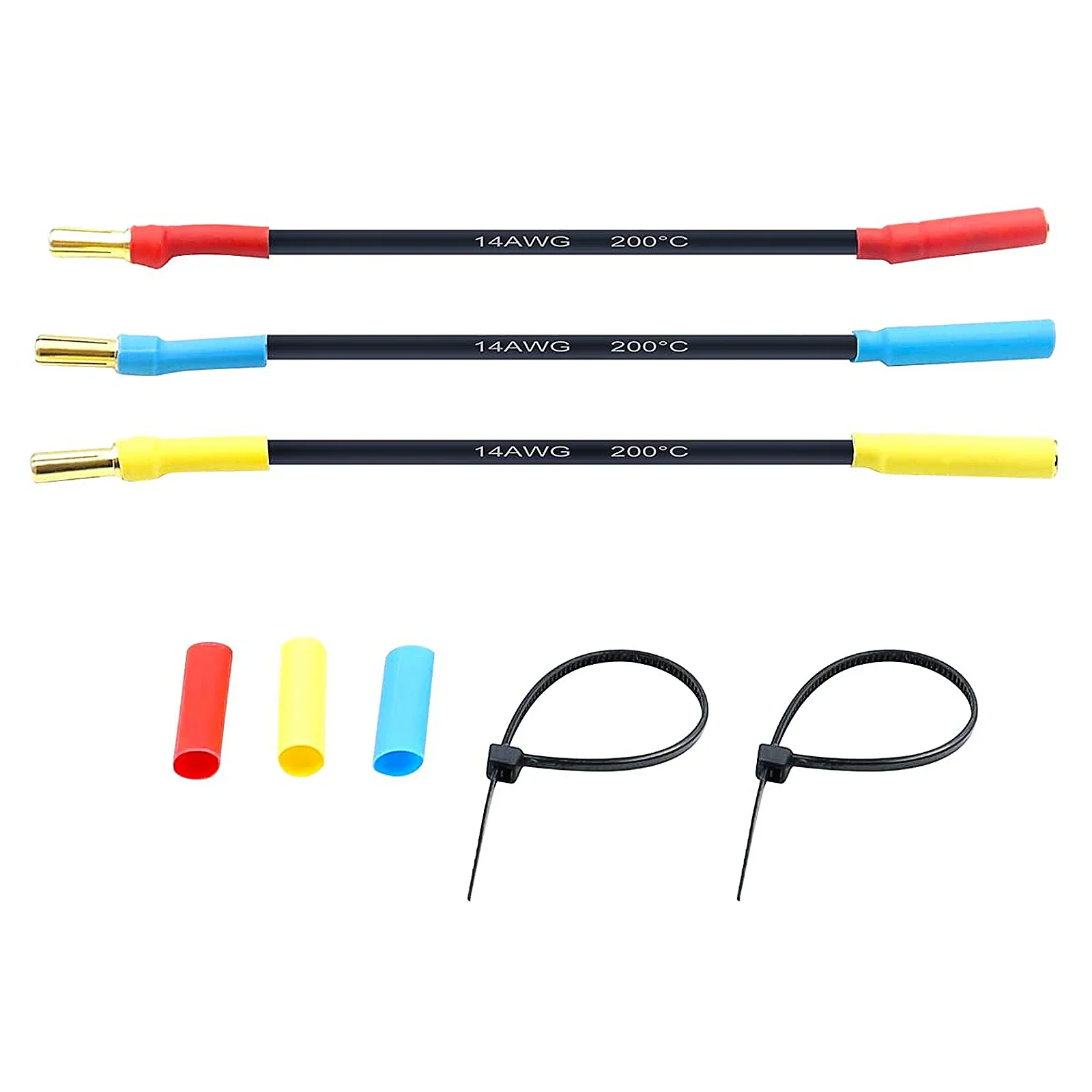 4mm Male To 3.5mm Female Silicone Wire 14AWG Extension Cable Wire 3pcs Slug Connector Extension Cable for RC Brushless Motor ESC