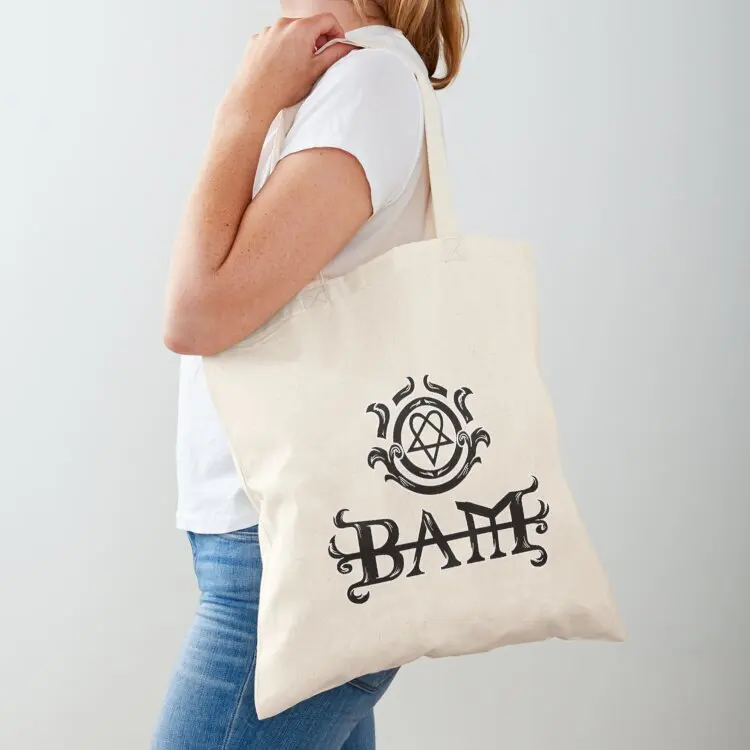 هارت بام! (أسود _amp_ أبيض) حقيبة حمل للمتسوقين حقيبة نسائية من القماش حقيبة حمل للرجال والنساء