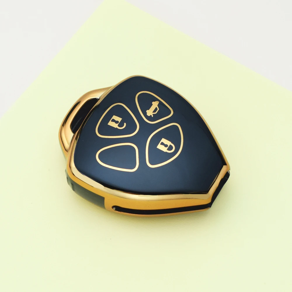 Shell Gold Edge TPU For Toyota Corolla Camry Reiz RAV4 Crown Avalon Venza Matrix Yaris 4Runner Blank Car Key Case Cover Keychain