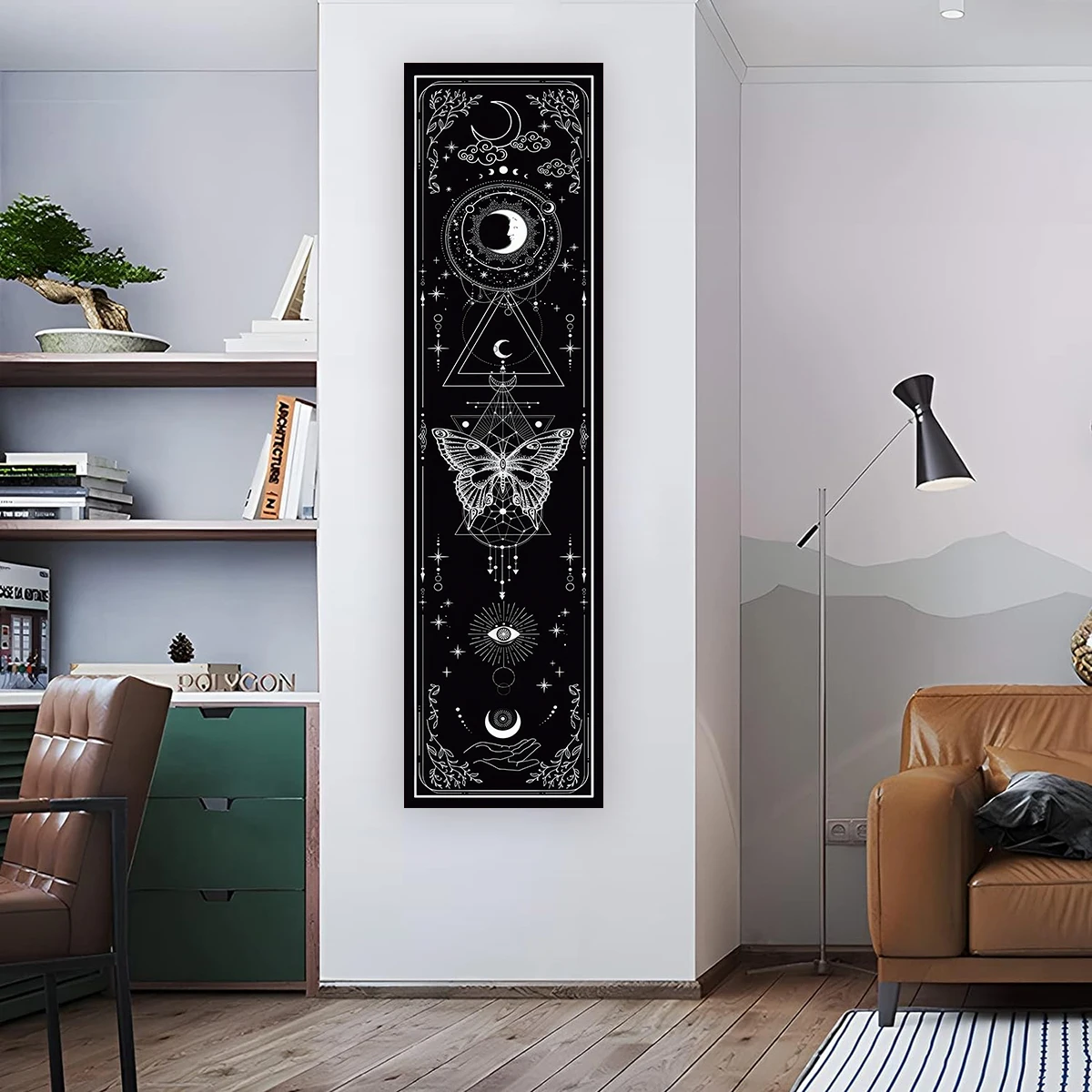 Sun Moon Tapestry Black and White Butterfly Tapestry For Living Aesthetic Office Gothic Witchy Tapestry Home Room Decor