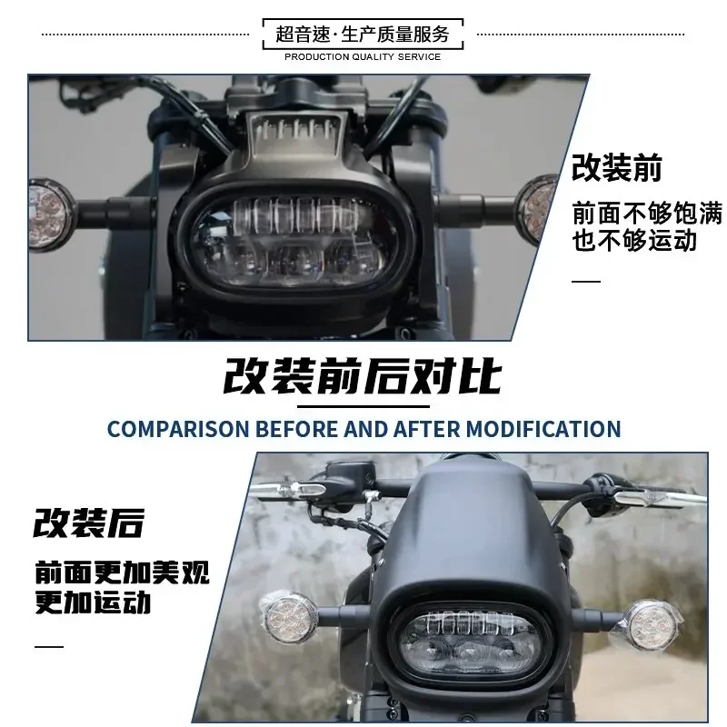 Suitable for QJMOTOR flash 600 modified pig head cover original headlight non-destructive front decorative cover large lampshade