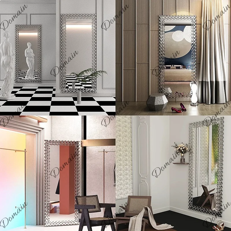 French Style Wall Mounted Full Length Mirror, Arched Luxury Design for Bedroom and Living Room