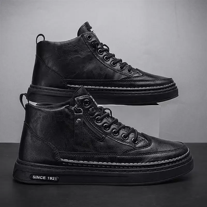 

Men Boots Winter High Top Leather Shoes Fashion Cotton Shoes Ankle Boots Business Casual Shoes Male Sneakers New Tenis Masculino