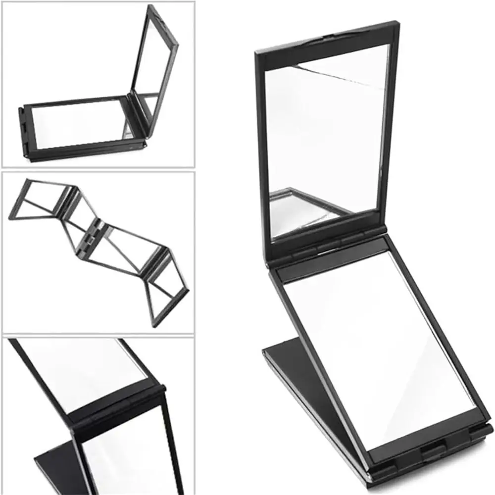 360 graden kijkhoek Multi-hoek opvouwbare spiegel Draagbare handheld 4-weg spiegel Opvouwbare driebladige spiegel voor zelfkapsel