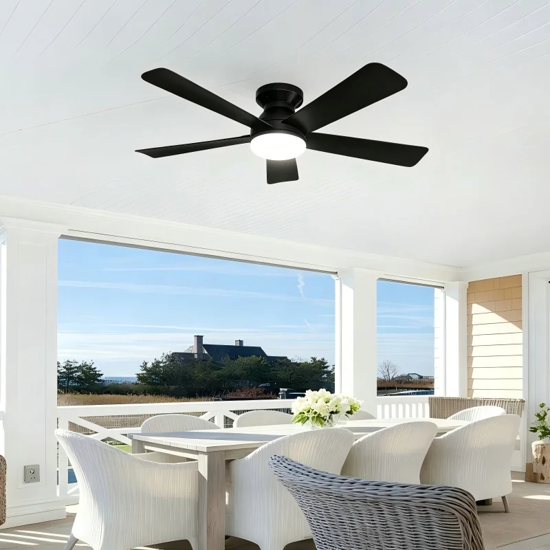 42 52 Inch Ceiling Fans With Lights Led 3 Color 6 Speeds DC Motor Fans Remote Control Low Floor Decorative Fans With Lighting