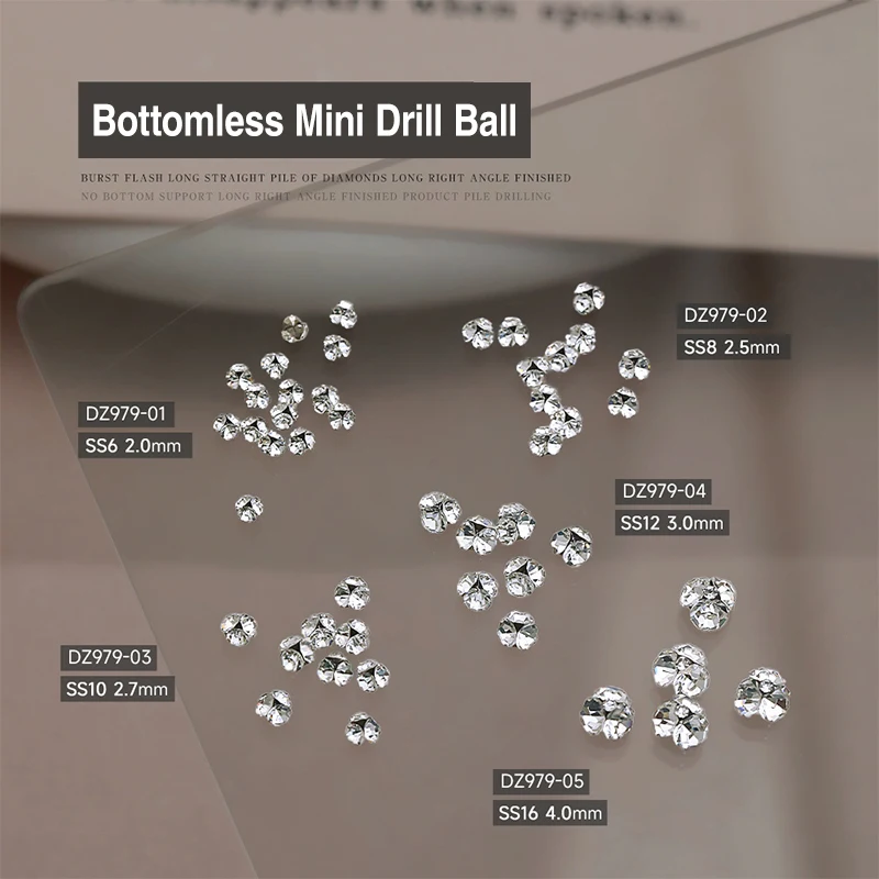 10 stks K9 3D Wit Helder Sparkle Boor Stapel Diamanten Sieraden Decoraties 2-6mm Mini Nail Art Steentjes manicure DIY Accessoires