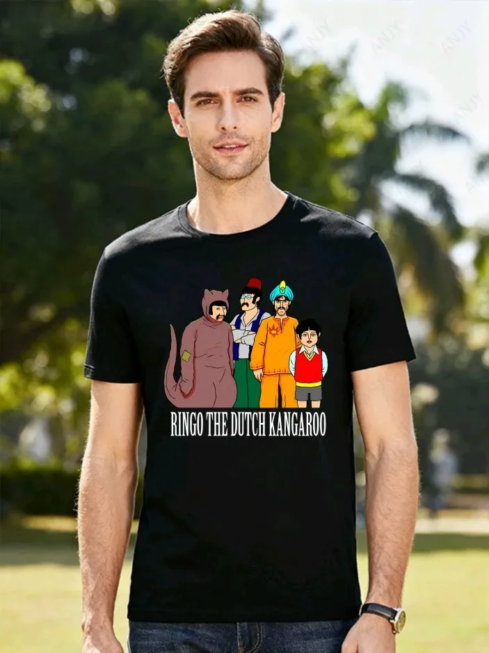 Beatles Retro Rock Retro Fashion Men's and Women's Short Sleeved Unisex Harajuku Round Neck Pure Cotton Street Top