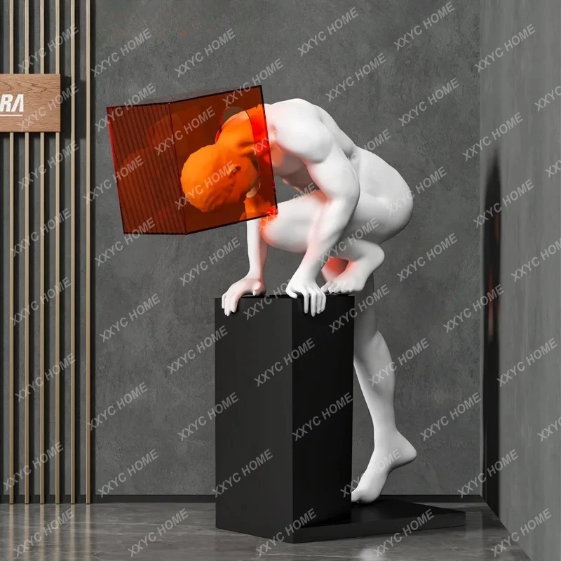 

LModern sculpture abstract art mask figure ornament light luxury high-end hotel floor decoration
