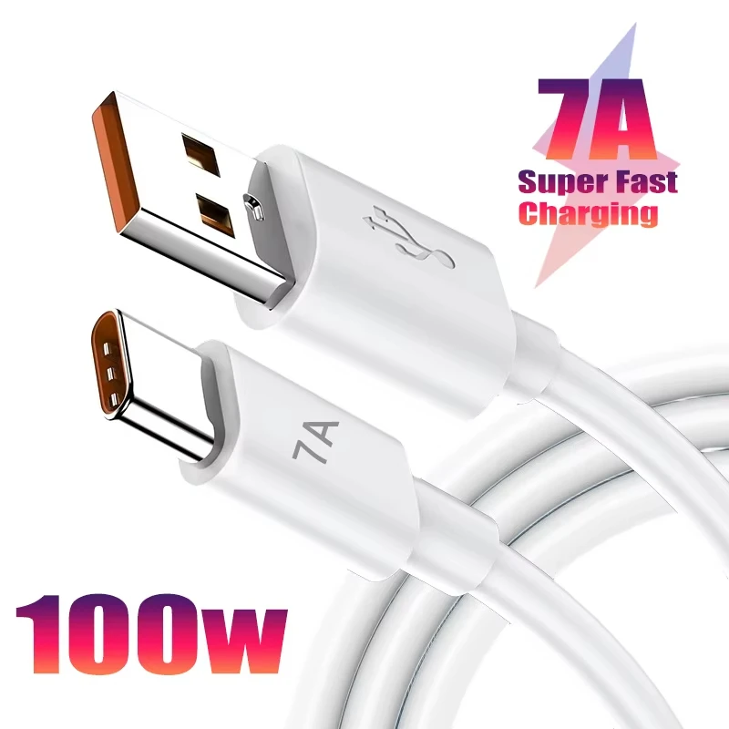 7A 100W USB Type C Super-Fast Charge Cable For Huawei P40 P30 Fast Charing Data Cord For Xiaomi Mi 17 16 15 14 13 12 Pro Oneplus