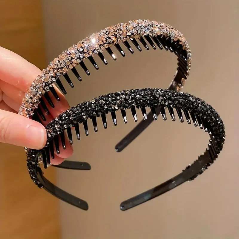 Set de Diademas con Dientes y Pedrería para Niñas, Antideslizantes, Cómodas, Accesorios Brillantes para el Cabello Infantil