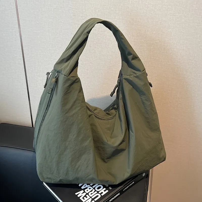 

New Large Capacity Canvas Tote Bag, Simple Solid Color Versatile Lazy Style Single Shoulder Handbag, Commuting Women's Men's Bag