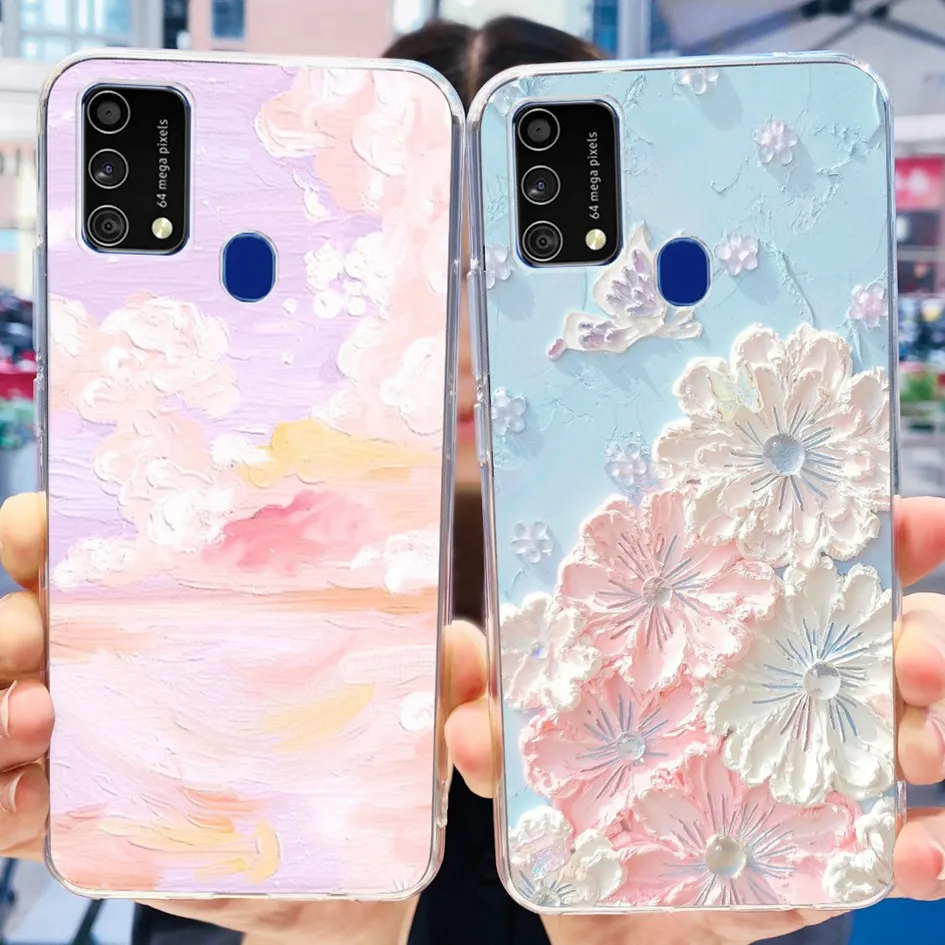 For Samsung Galaxy M21s Case M31 Silicon Clear Phone Cases For Samsung M21s M31 Prime SM-M315F M 31 M 21s Soft Back Cover Flower