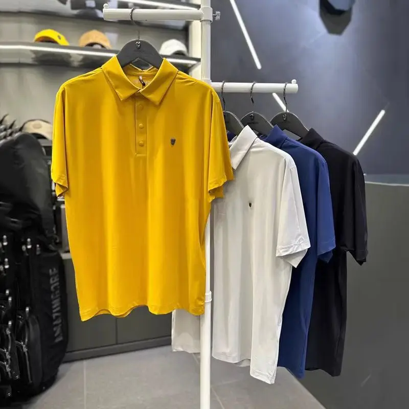 

Men's Summer Golf Polo Shirt, Solid Color Short Sleeve Top with Structured Collar for Sports & Casual Wear