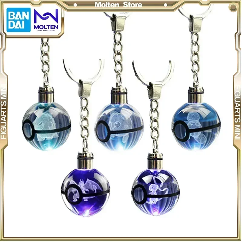 

Anime Pokemon Crystal Keychain Snorlax Figures Pikachu Eevee Charizard Mew Eevee Model 3D Engraving Pendant Kids Gift ANIME GIFT