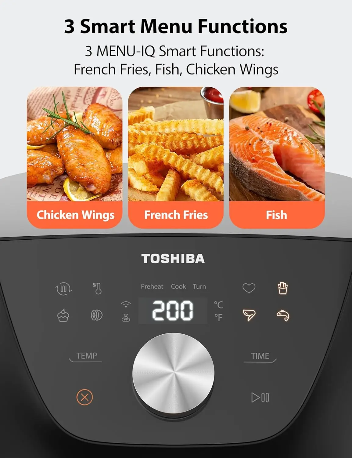 Air Fryer 5.5QT Featuring Heat-Q Technology, Menu-IQ Function, 8 Preset Programs, Precise 1°F Temperature Control, 90% Less Oil,
