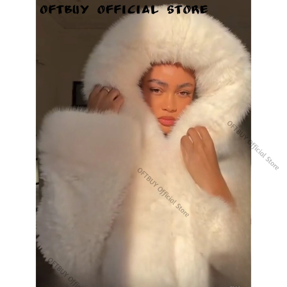 OFTBUY Lammwolle Weibliche Herbst Warme Dicke Faux Pelz Jacke Künstliche Winter Kleidung Frauen Mit Kapuze Kurze Pelzmantel Umweltfreundliche