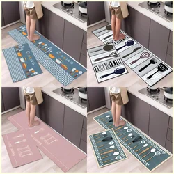 VIKAMA Kitchen Rug Dining Theme Ultra Short Pile Lightweight Easy-to-Clean Floor Mat Laundry Room Bedroom Entryway Door Mat