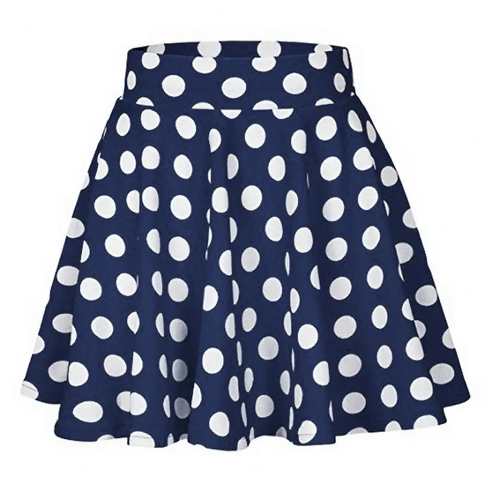 

Women Mini Skirt High-waisted Skirt Stylish Women's Spring Summer Dot Printed High Waist A-line Pleated Midi Dress for Ladies