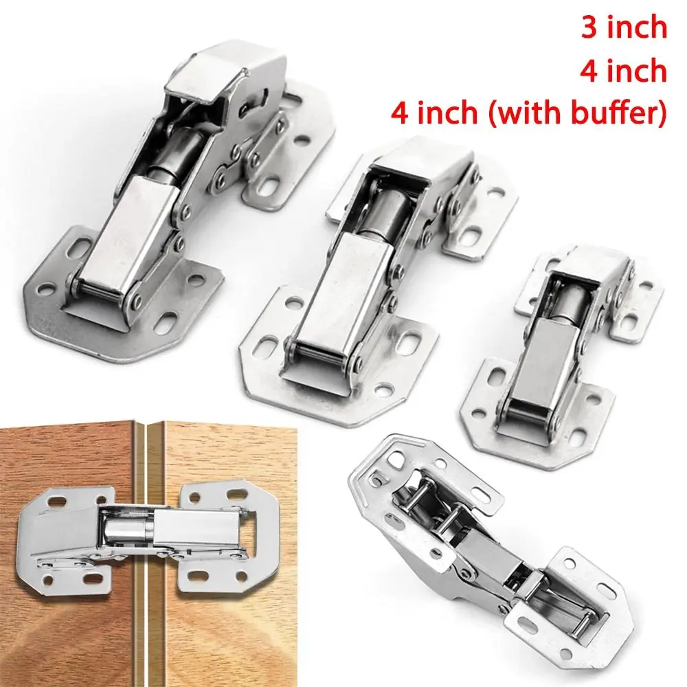 Noiseless 90 Degree Spring Hinges Soft Close No Pre-drilled Cabinet Hinge Concealed Furniture Hinge Home