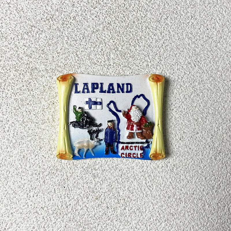 

Finland Lapland Arctic Circle Reindeer Sleigh Santa Claus Travel Souvenir Decoration Magnetic Fridge Magnet Gift