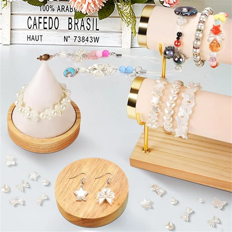 20 pçs/saco fita acrílica arco abs imitação pérola grânulo com buraco diy colar pulseira brincos jóias fazendo material