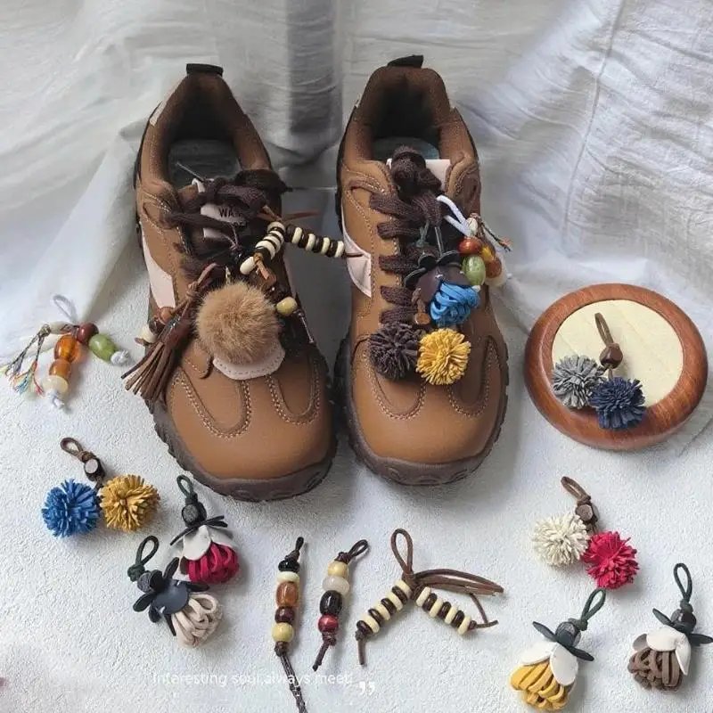 

Maillard Tassel Pendant Shoe Charms Leather Shoelace Buckle Shoes Flower Sports Shoelace Buckle Flower Ball Leather Pendants