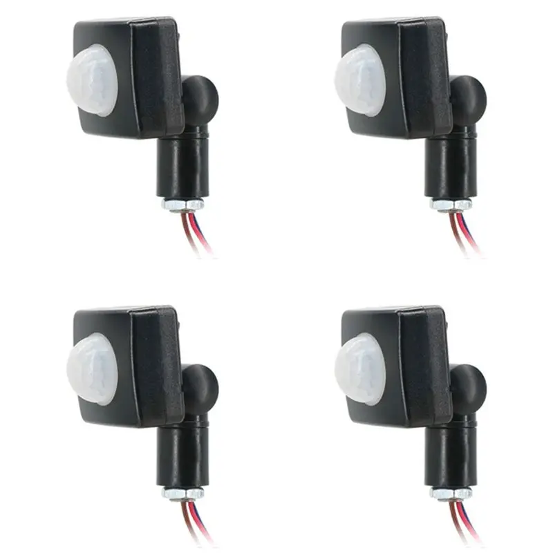 4x-220v-ミニ人体赤外線センサー赤外線ボディセンサースイッチ-led-フラッドライト-pir-モーションセンサー調整可能ブラック-b12b