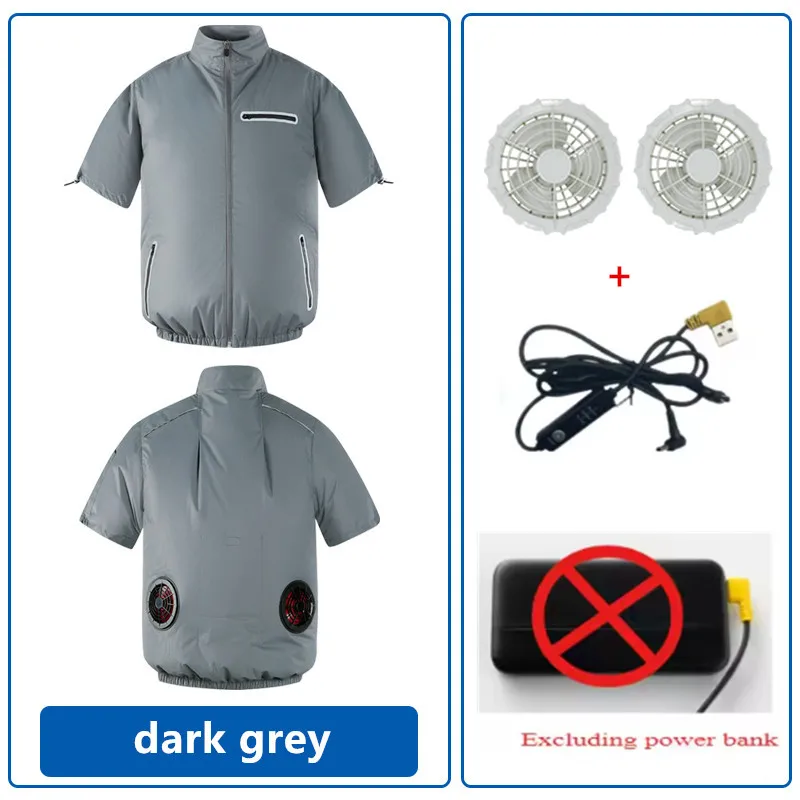 New Summer Men'S Women'S Casual Loose Thin Short Sleeved Outdoor Fishing Heatstroke Prevention And Cooling Fan Cooling Jacket