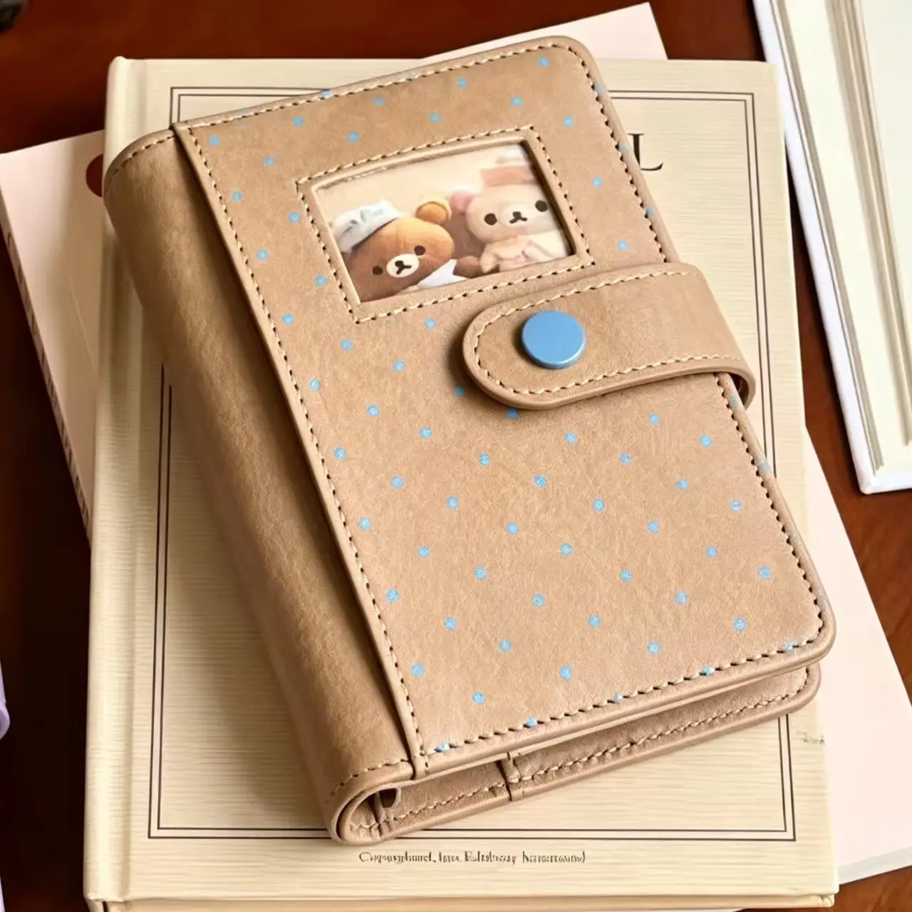 A7 Creative Polka Dot Leather Pain Window Journal Ins Style High-Value Loose-Leaf Portable Multi-Functional Notebook