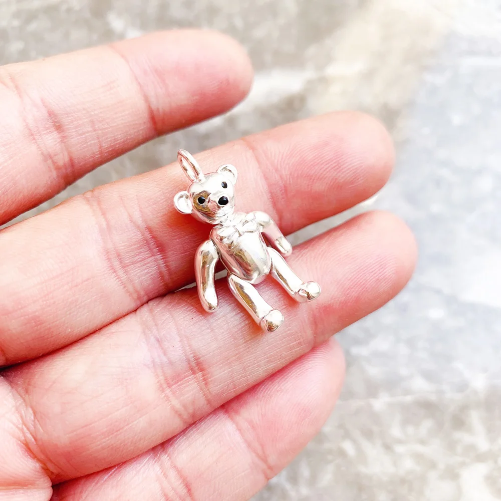 Wisiorek miś zima Brand New Fine Jewelry europa 925 Sterling Silver śliczny prezent dla kobiety mężczyźni — zdjęcie 7