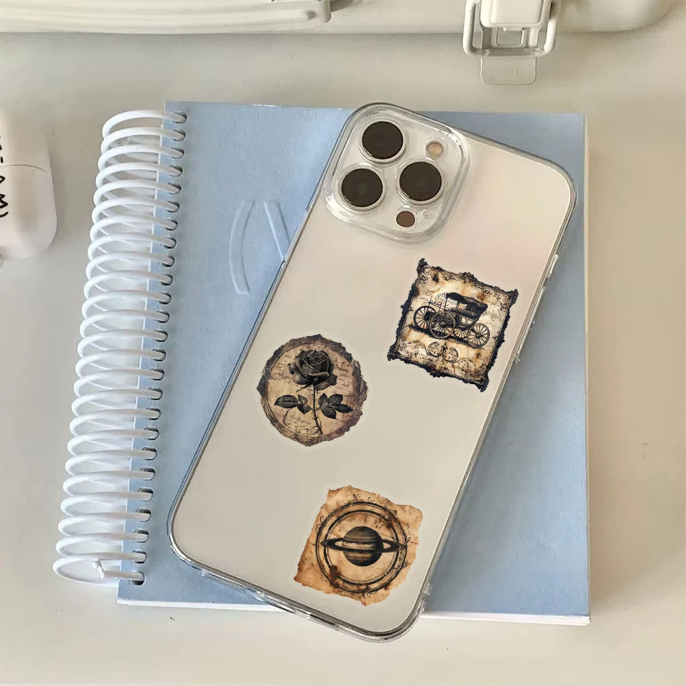 Étiquettes autocollantes Vintage, 50/100 pièces, image d'art esthétique, bagages de vélo, dessin animé, décoration de téléphone, autocollant d'aménagement paysager