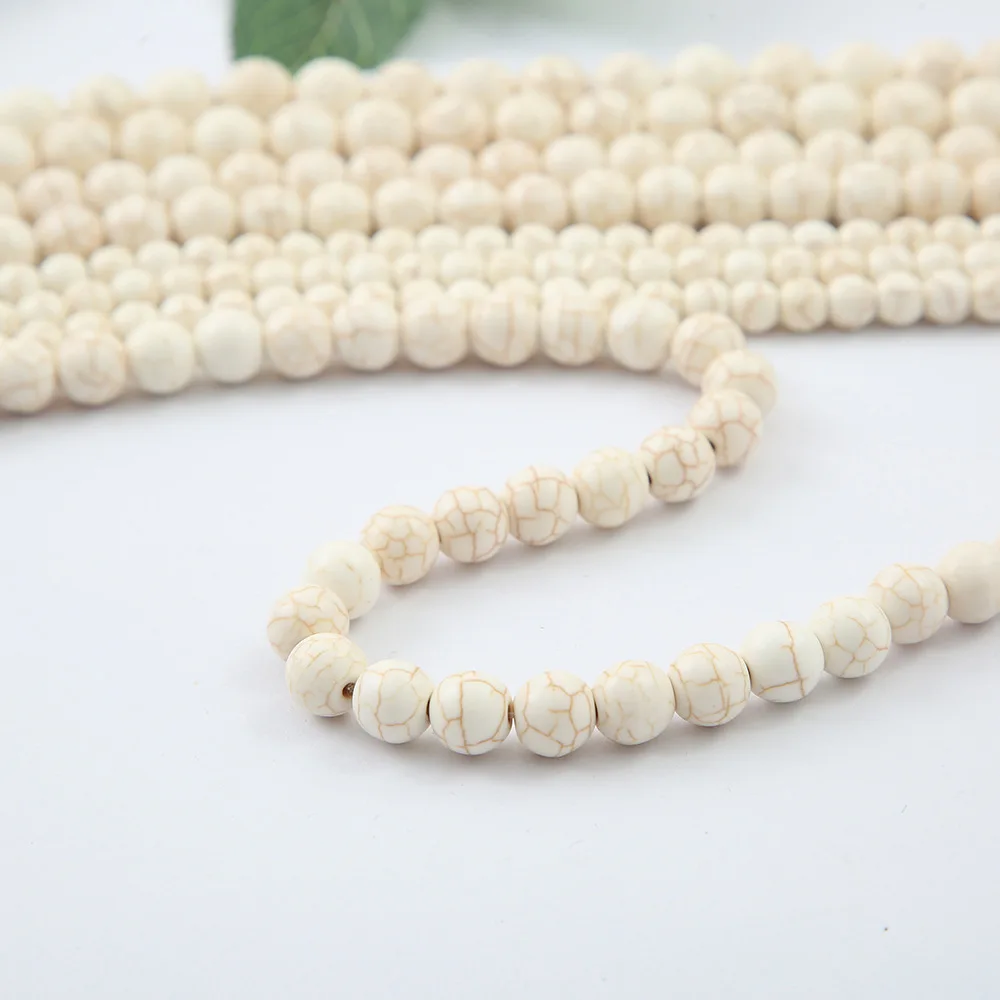 

Браслет из синтетического бирюзы 8 мм/Около 47 бусин/нитка