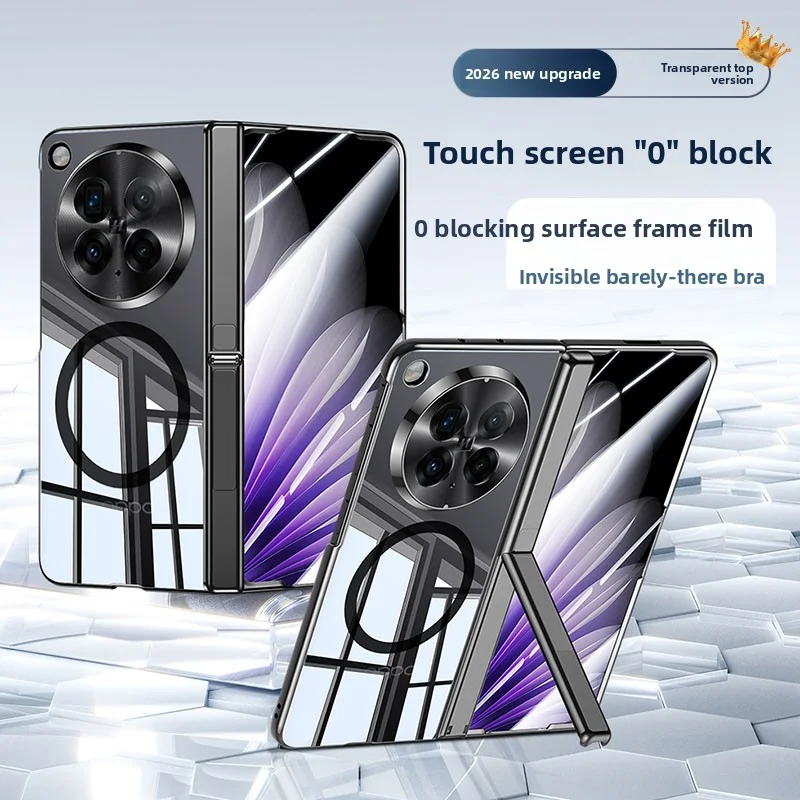 

For OPPO Find N6 Case Luxury Plating transparent holder Stand magnetic MagSafe Protective Back Cover case For OPPO Find N6 Shell