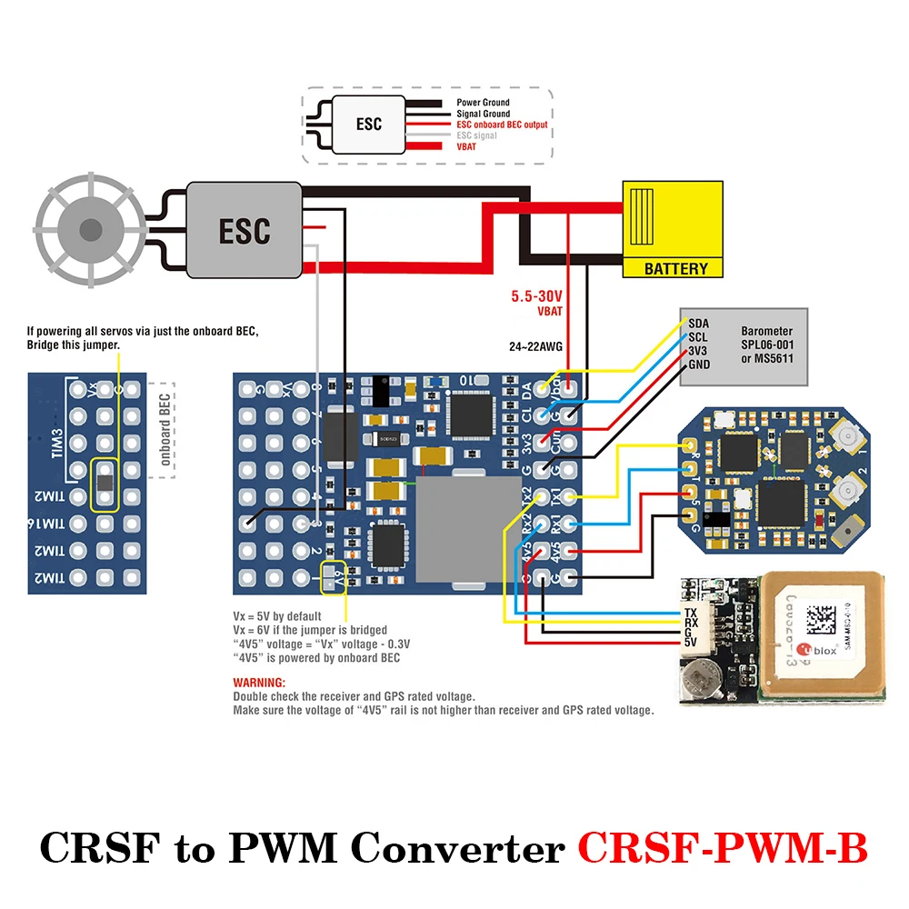 MATEKSYS CRSF TO PWM CONVERTER CRSF-PWM-B CRSF-PWM-6 CRSF-PWM-C for TBS Crossfire Nano RX SE DIY Parts