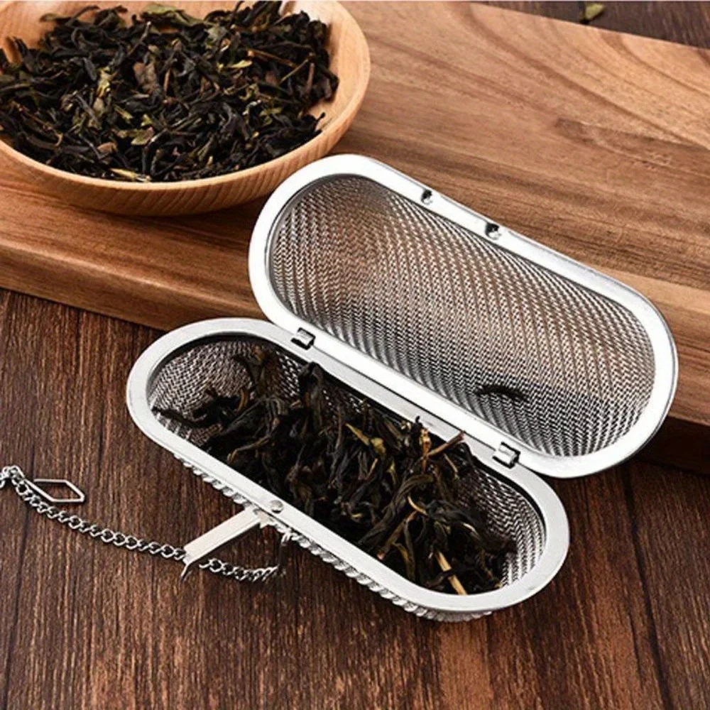 

1PC Stainless Steel Cooking Spices Infuser Fine Mesh Loose Tea Herbal Strainer Multi-purpose Residue Filter for Household