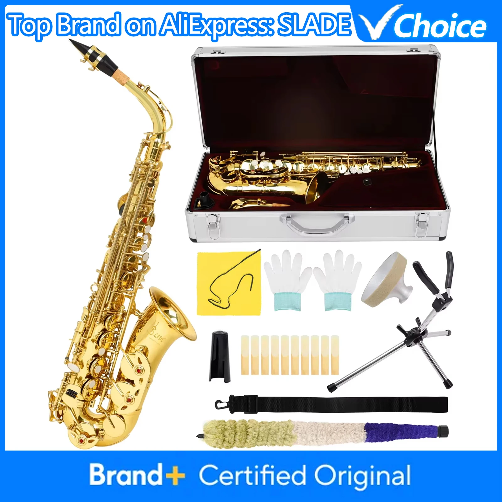 

SLADE Eb Alto Saxophone Brass Body Saxophone Set High Quality Professional Woodwind Instruments With Case Reed Sax Accessories