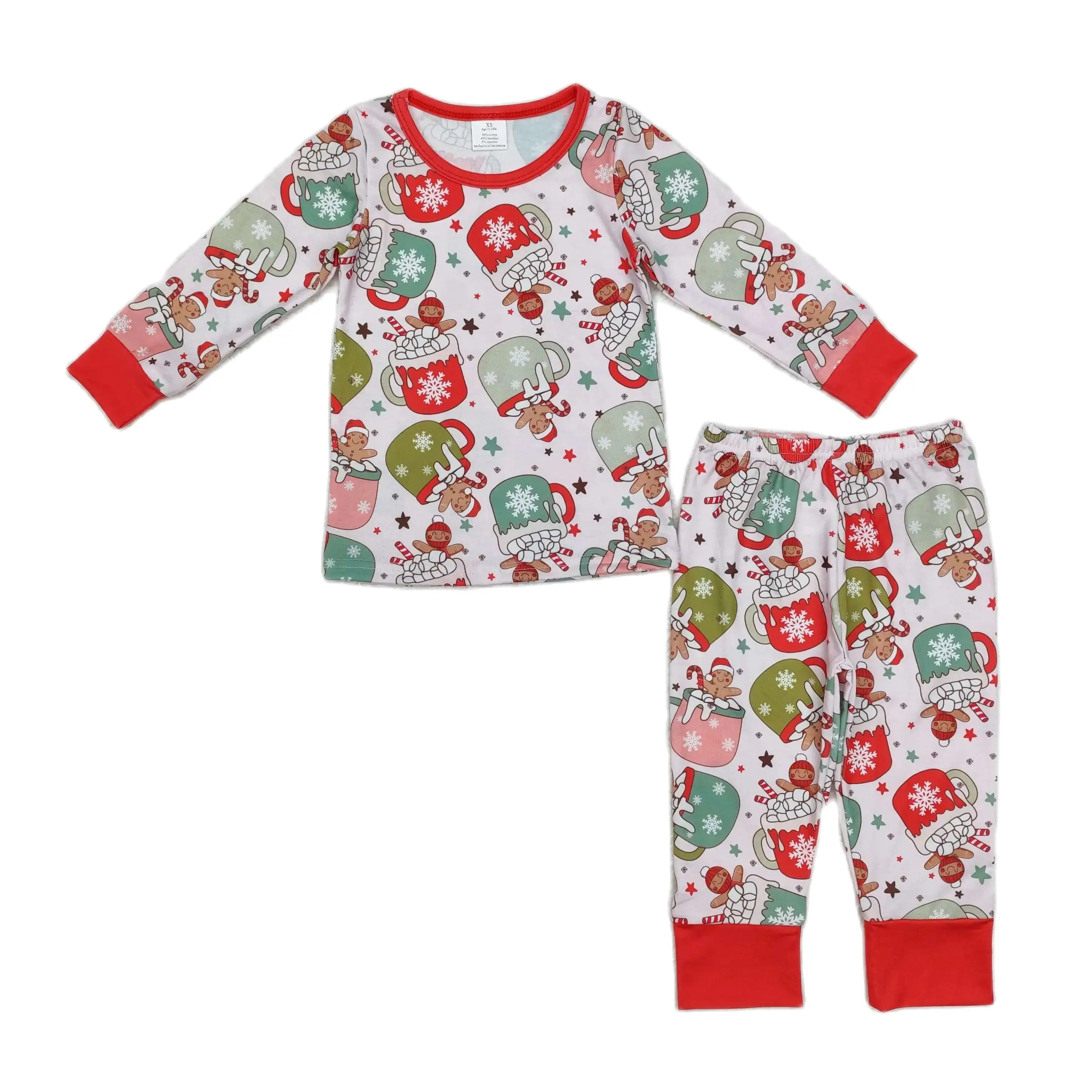 

BLP0783 Kids Boys Autumn Pajamas Outfit Sets Long Sleeves Modal Christmas Gingerbread Print With Trousers Children Clothes Rts