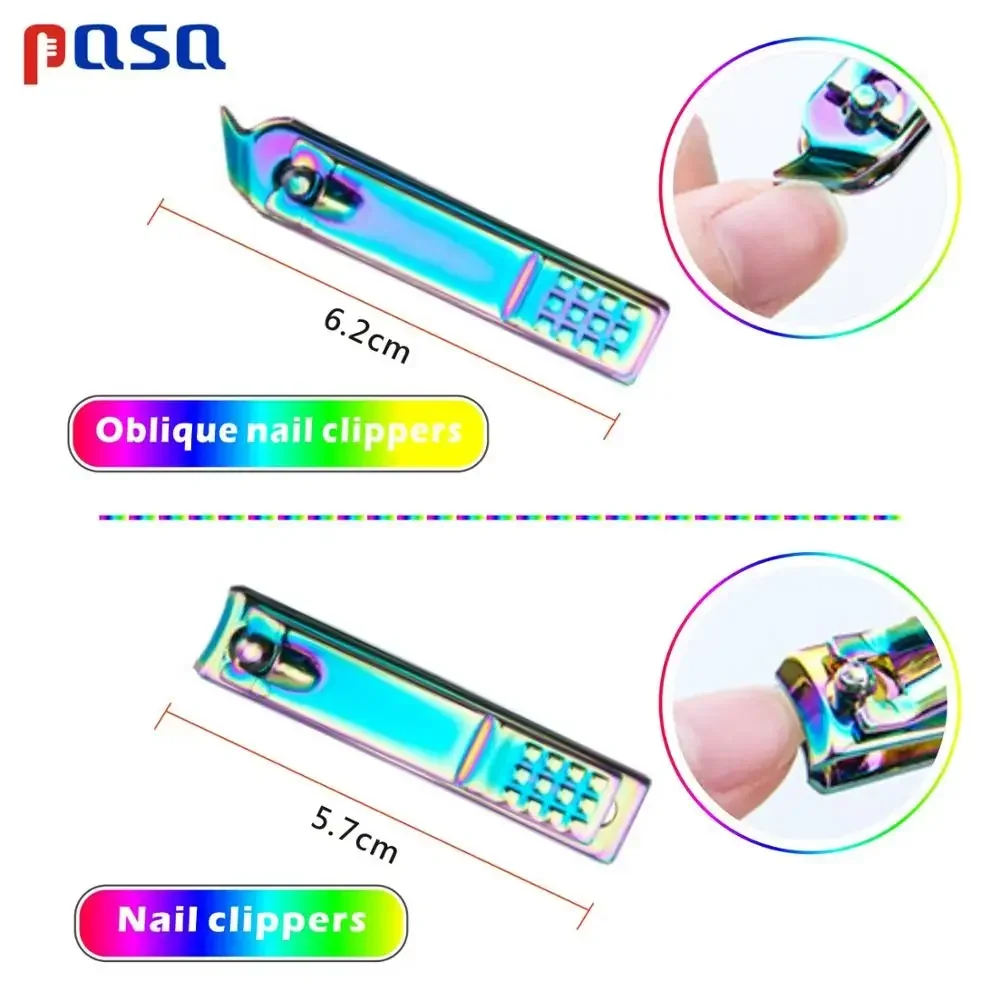 8 개/대 레인보우 매니큐어 손톱깎이 페디큐어 세트 휴대용 여행 위생 키트 스테인레스 스틸 네일 커터 도구 세트