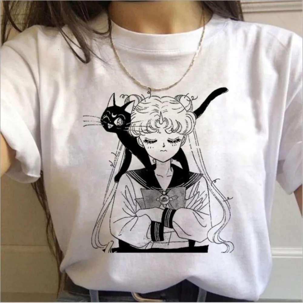 T-Shirt 90er Anime Sailor Moon Retro Grafik Sommer Herren Damen Tee Streetwear Lässige Mode Harajuku Kawaii T-Shirt Y2K Kleidung – Detail 8