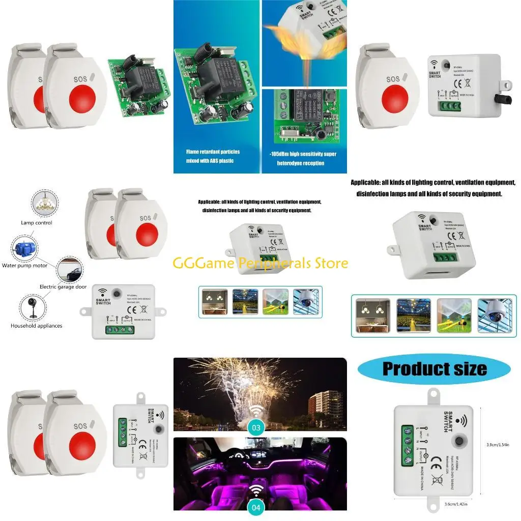 

U55B AC100-220V Remote Control Switches 1 Channel Wireless Remote Switches for Lamp