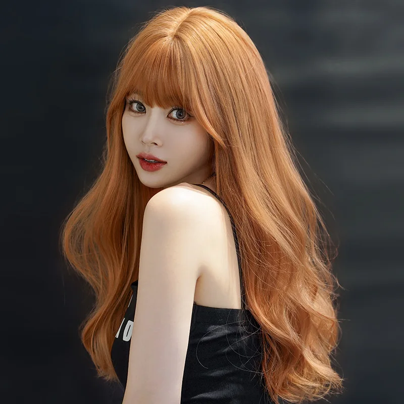 

GAKA Dirty Orange Suitable For Women Natural Curly Wigs Synthetic Hair Daily Role Play Heatproof Fiber Wigs