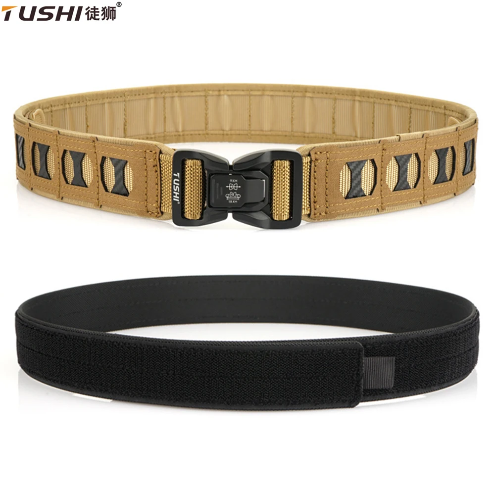 TUSHI New 2.0 inch Tactical Belt Quick Release Metal Buckle MOLLE Airsoft Mens Belts Molle belt Military belt IPSC Accessories