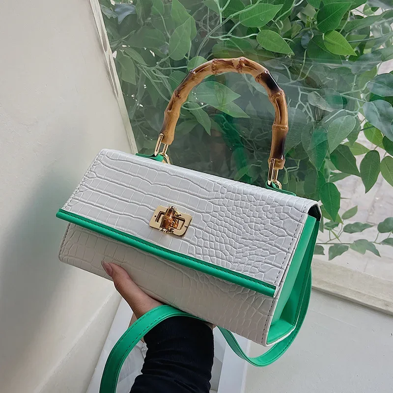 

2022 Women's New Niche Vintage Trendy Colorful Crocodile Print Bamboo Joint Mini Square Bag - Daily Essentials for Ladies