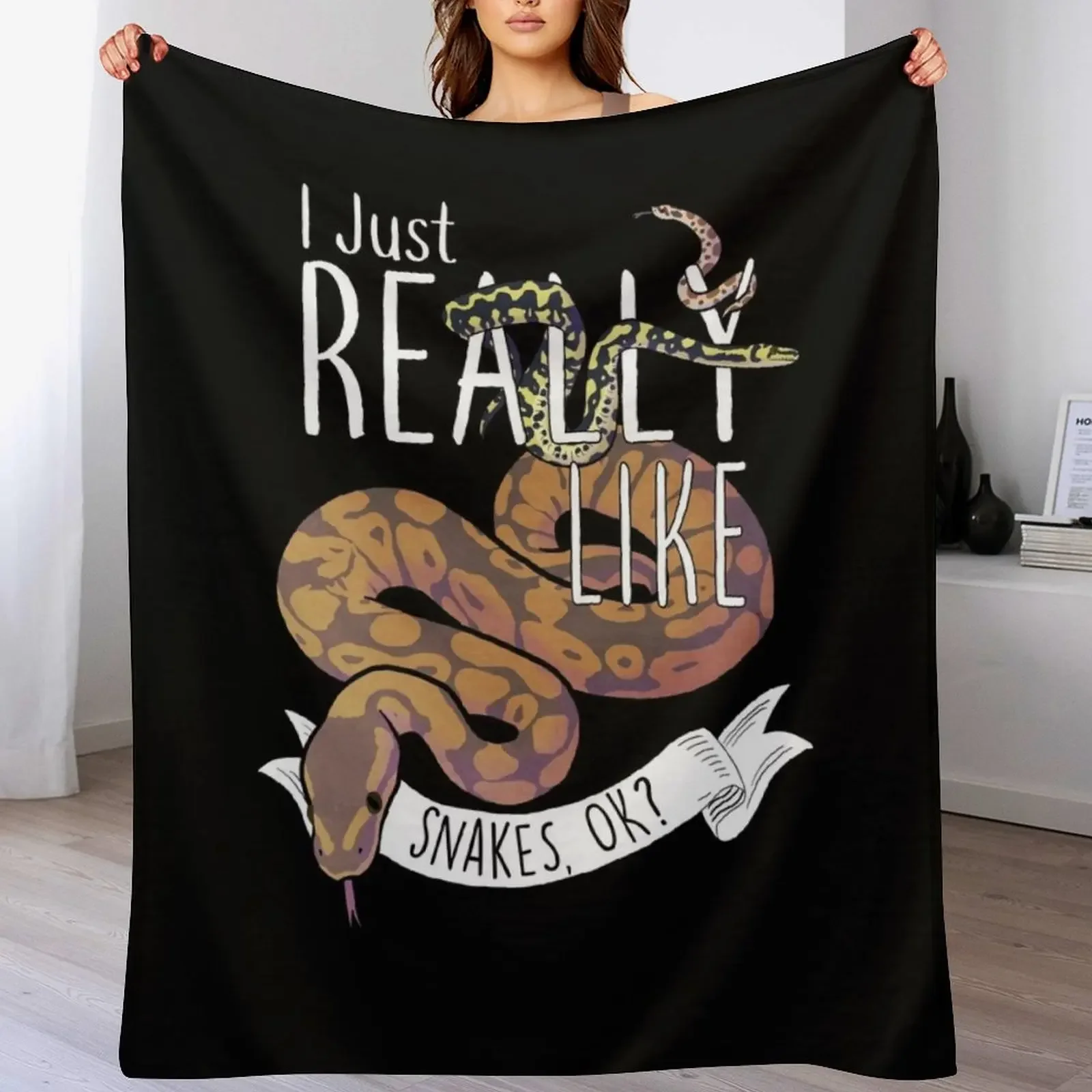 

I Just Really Like Snakes, OK Throw Blanket Multi Use Warm Blanket for Living Room Bedroom