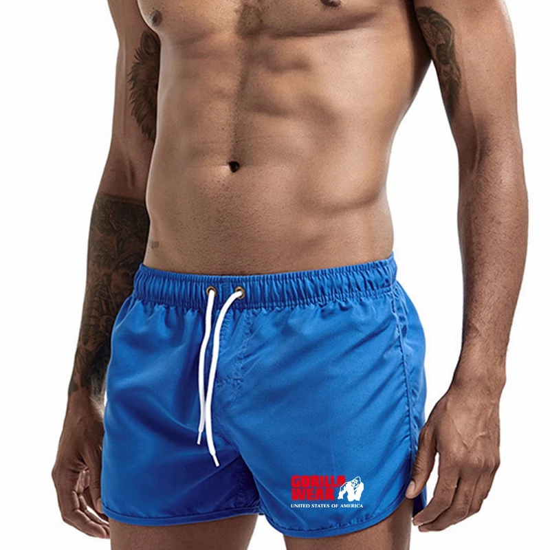 Shorts de verão praia masculino, prancheta de natação curta, gorila swimwear, roupas de banho, calças de surf, shorts caseiros