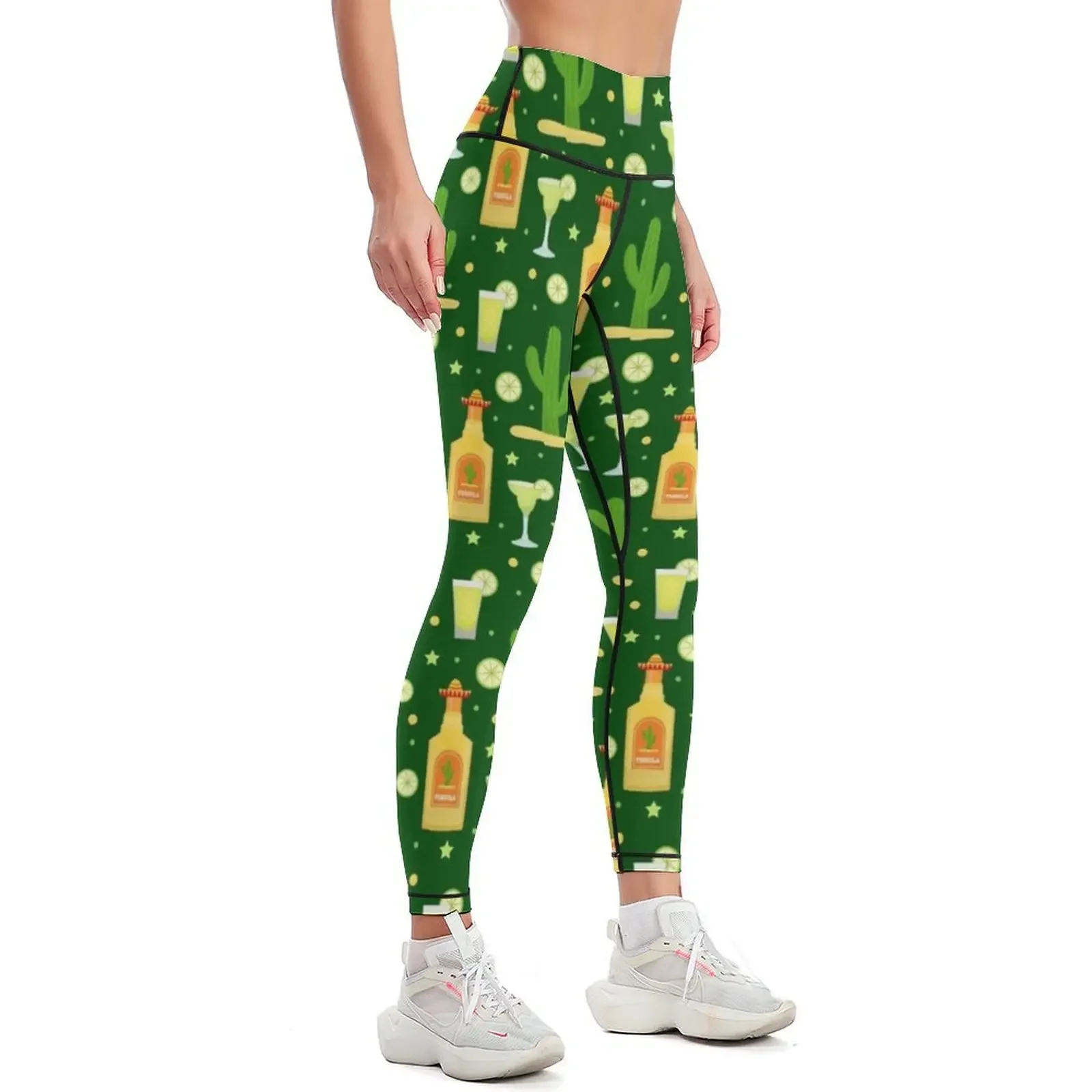 CACTUS TEQUILA PATTERN / CINCO DE MAYO MEXICAN FESTIVAL / CARNIVAL Leggings sports for trousers Womens Leggings