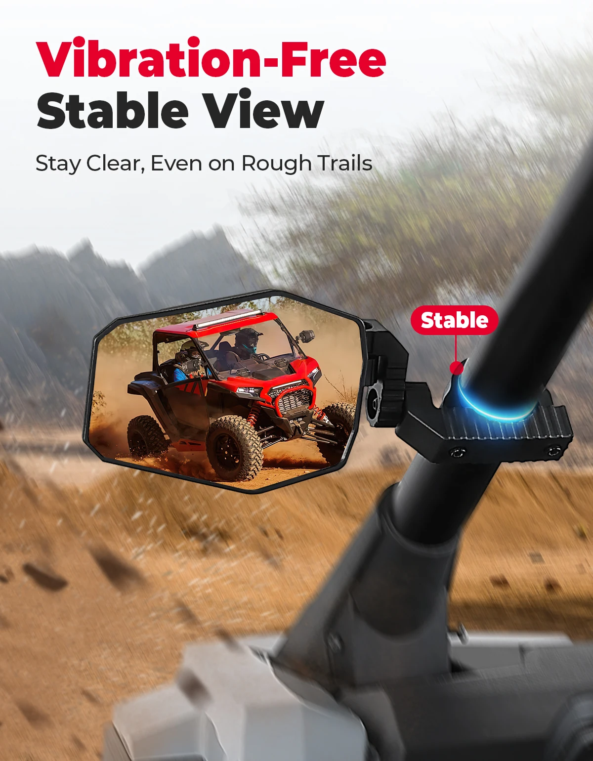 KEMIMOTO Adjustable UTV Side Mirror Fits 1.65-2in Roll Bar  Compatible with Polaris RZR for Can-am X3 for Cfmoto for Arctic Cat