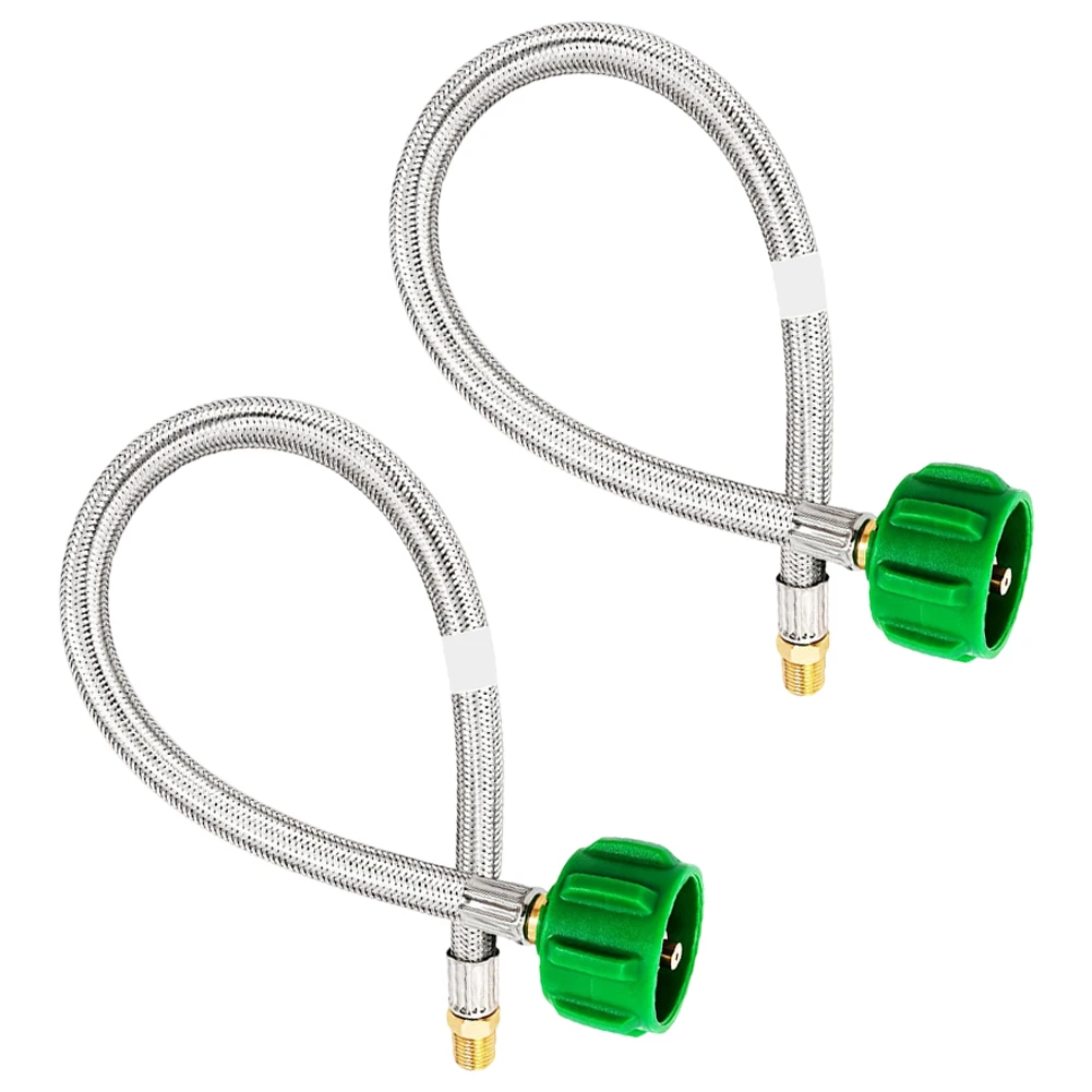 2 Pack RV Propane Pigtail Hoses Designed for 20 lb and 40 lb Tanks with Color Coded Pressure Gauge for Safe Gas Monitoring