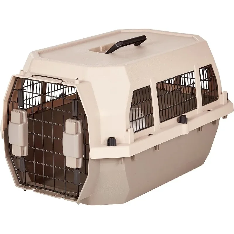 

Hard-Sided Dog and Cat Kennel Single-Door Travel Carrier with Metal Wire Ventilation, 23.6"L x 15.7"W x 13.0"H, Beige